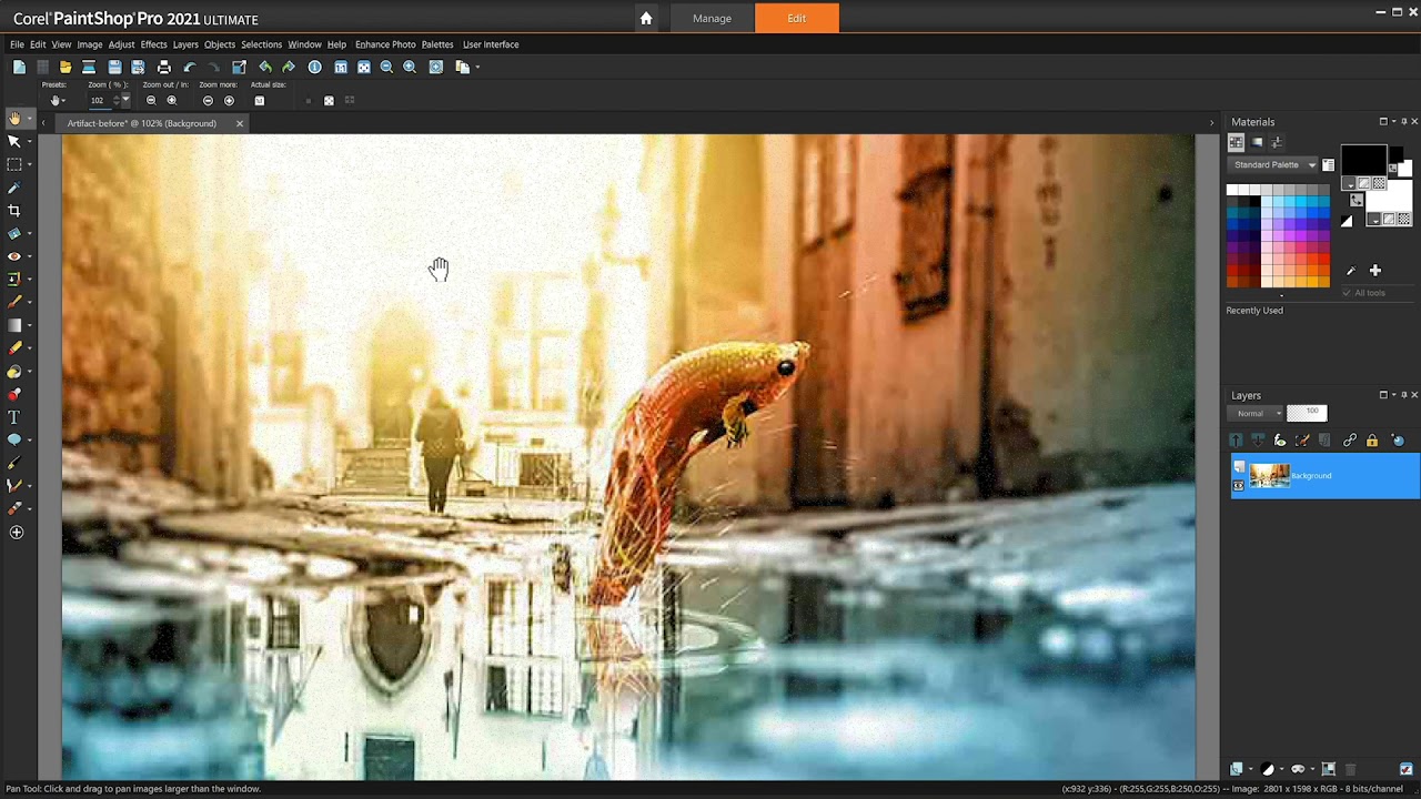 Remove artifacts and noise from JPEG images in coreldraw
