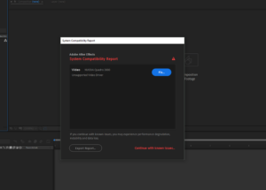 Compatibility issues in Adobe After Effects