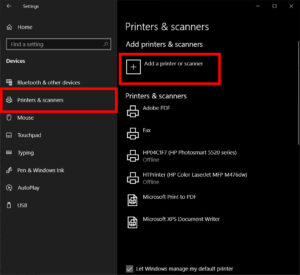 add a printer in windows 10