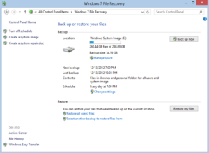 How to use Windows Backup in Windows 8