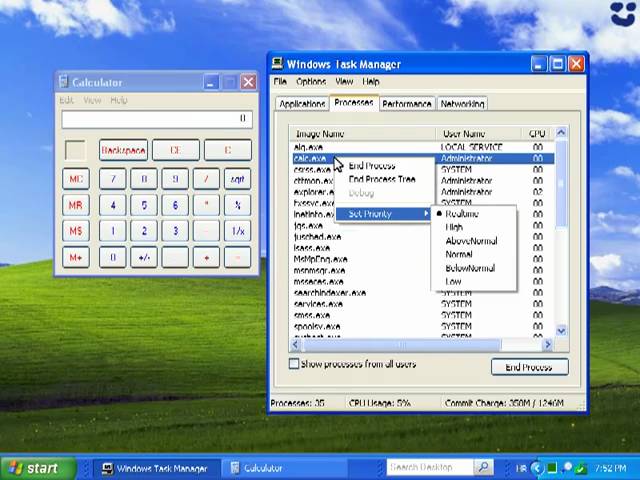 How to use the Windows Task Manager to manage processes in Windows XP