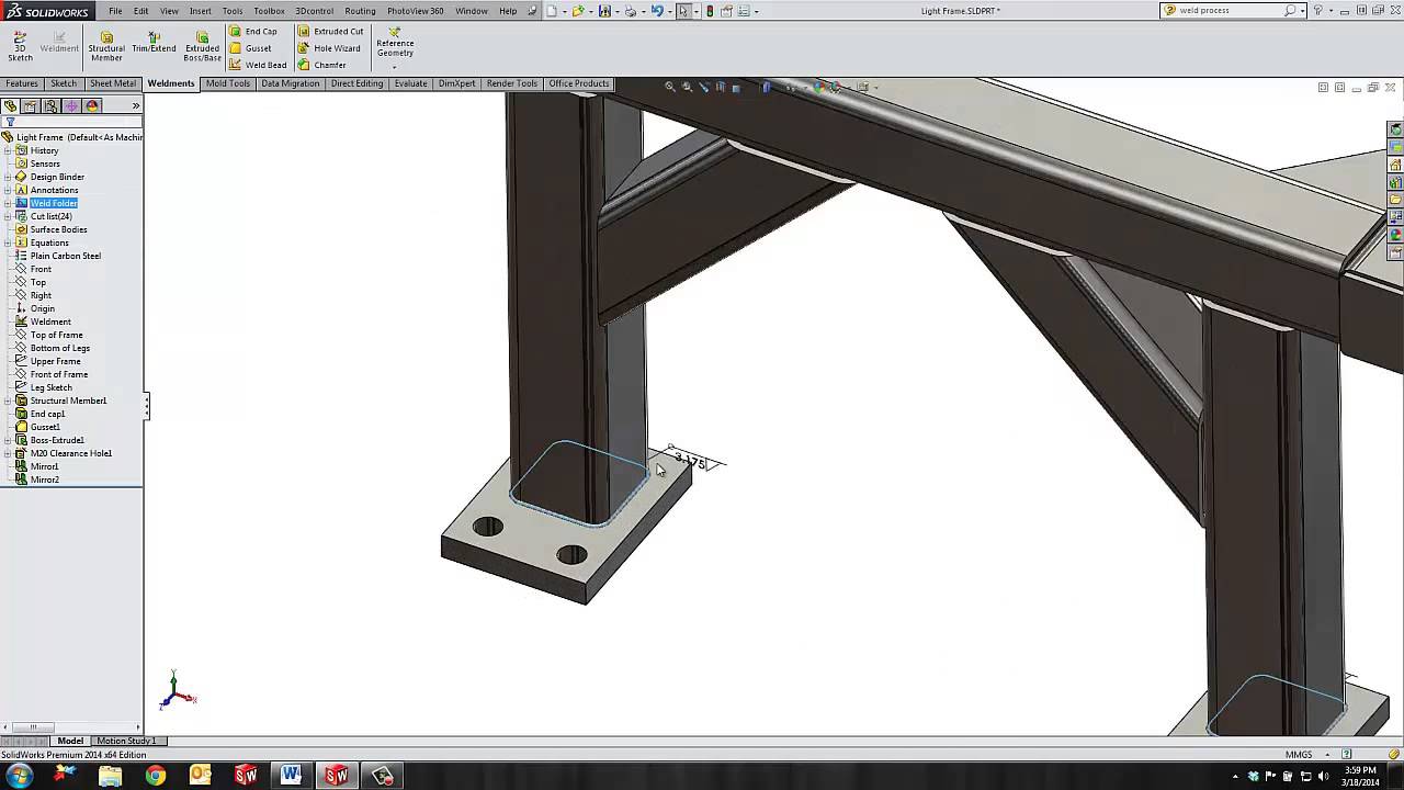 How to add weld beads to a weldment in SolidWorks